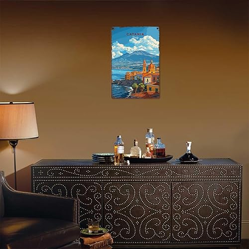 Miniatura 6 de VIOTTE Cartel de metal divertido de 8 x 12 pulgadas Catania, Italia, Sicilia, aluminio, decoración de pared, pintura para decoración del hogar, bar,