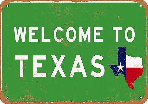 Anwei Signs - Letrero de lata de 12 x 16 pulgadas  Welcome to Texas  Letrero de metal con aspecto vintage para garaje y cueva de hombre retro