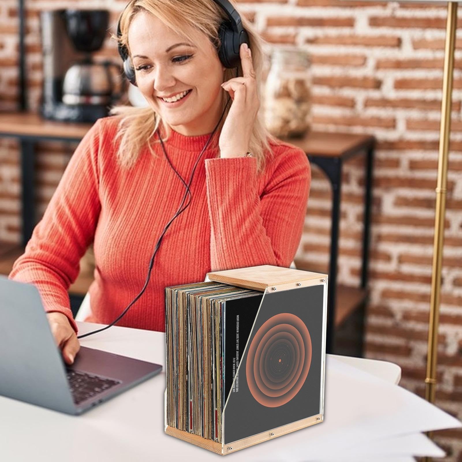 Supporto da tavolo in legno per dischi in vinile, elegante espositore per libri, documenti, quaderni, perfetto per soggiorno, camera da letto, appartamento, ragazzi e adulti