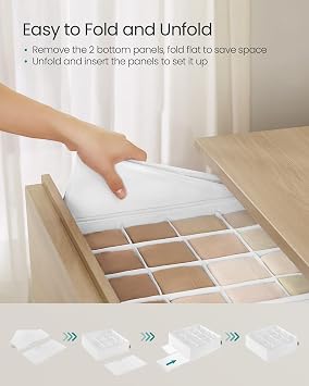 SONGMICS 4 Pack Sock Organizers, Foldable Dividers, 80 Cells (2x16+2x24)