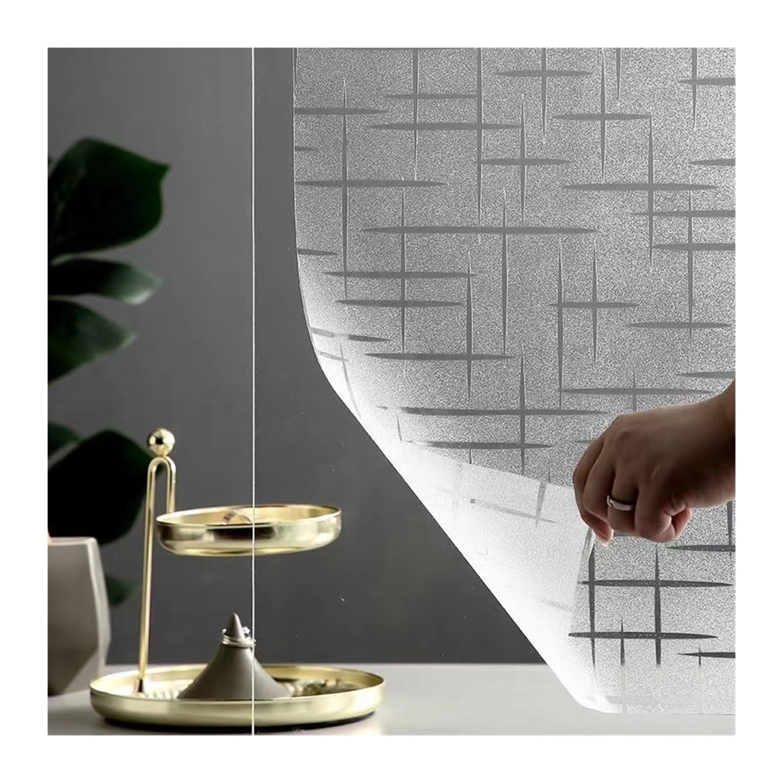 Window Film Window Stickers Glass Sticker Anti Film The PET Electrostatic Patch Self-adhesive Frosted(Cross,45 cm x 300 cm)