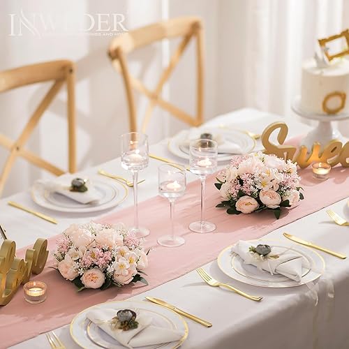 Miniatura 10 de Centros de mesa de bolas de flores para mesas: 10 piezas de flores blancas para centros de mesa, arreglos florales, centro de mesa para boda