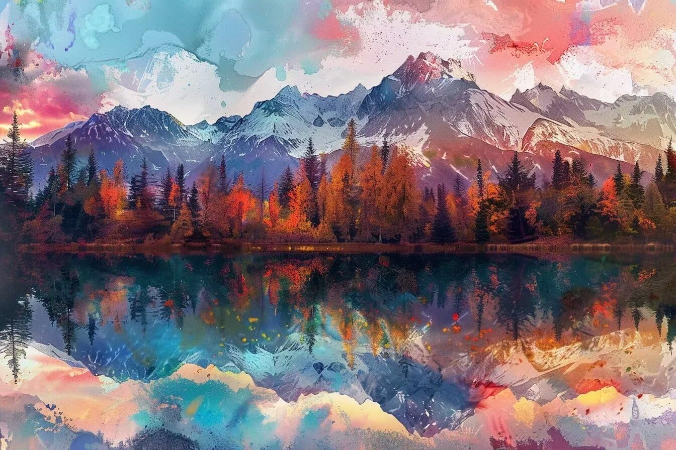 DIY Diamond Painting by Number Kits,Mountain and Forest Reflection Diamond Art Kit Paint for Adults Full Drill Crystal Rhinestone Picture Arts Craft for Home Wall Decor Gift 20x20 Inch