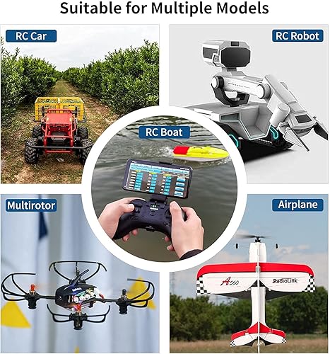 Miniatura 6 de Radiolink Transmisor RC T8S 8 CH 2.4GHz y receptor R8EF, y controlador de vuelo cruzado, batería recargable integrada remota para