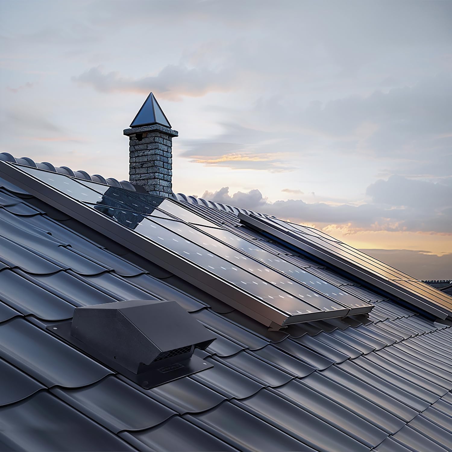 4 inch Roof Vent Cap, Removable Roof Vent, Bathroom Exhaust Roof Vent for Dryer, Galvanized Steel with Damper for Ventilation System, Black