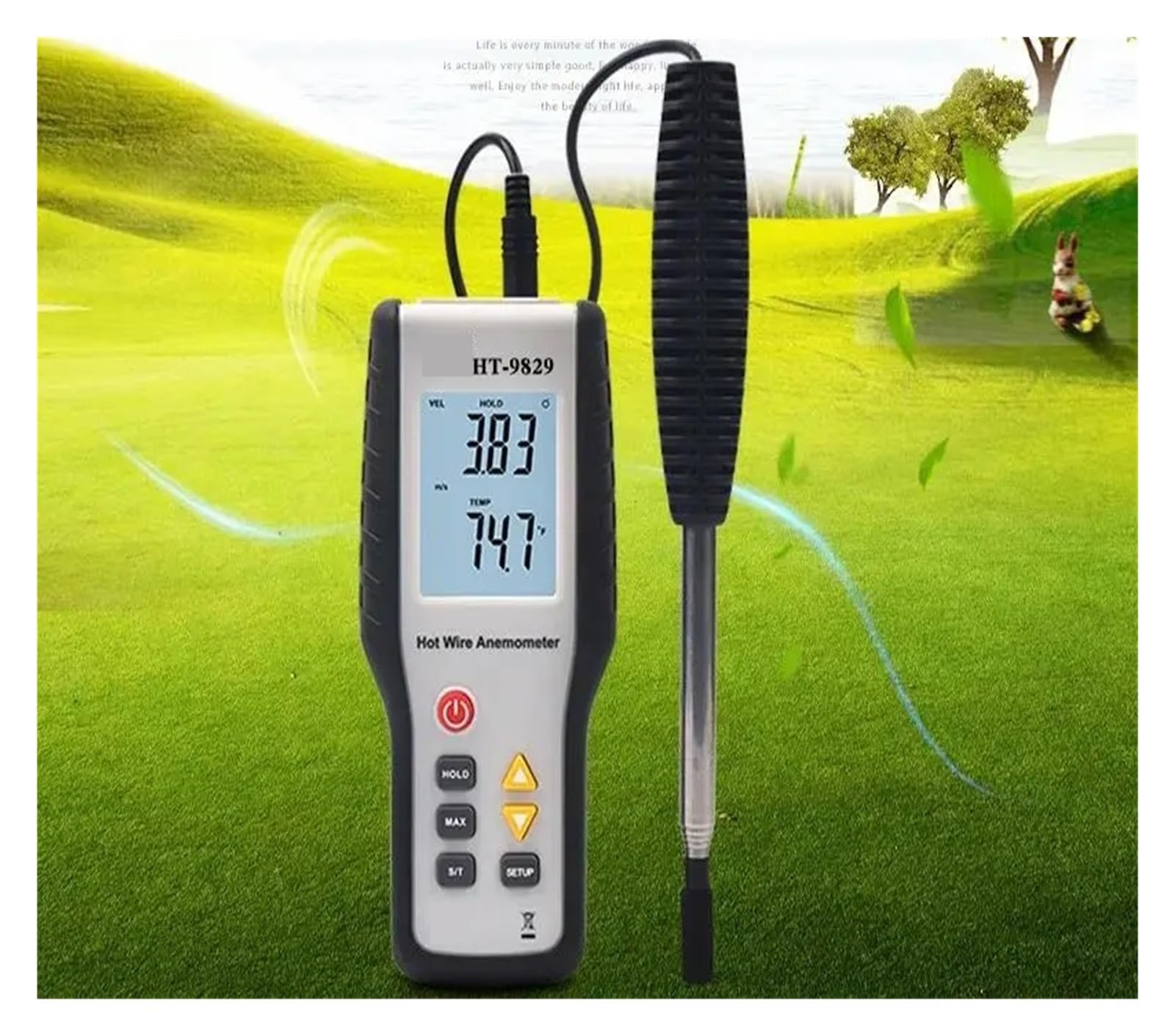Anemómetro, Anemómetro portátil digital de alta sensibilidad, anemómetro térmico de hilo caliente, anemómetro de medición