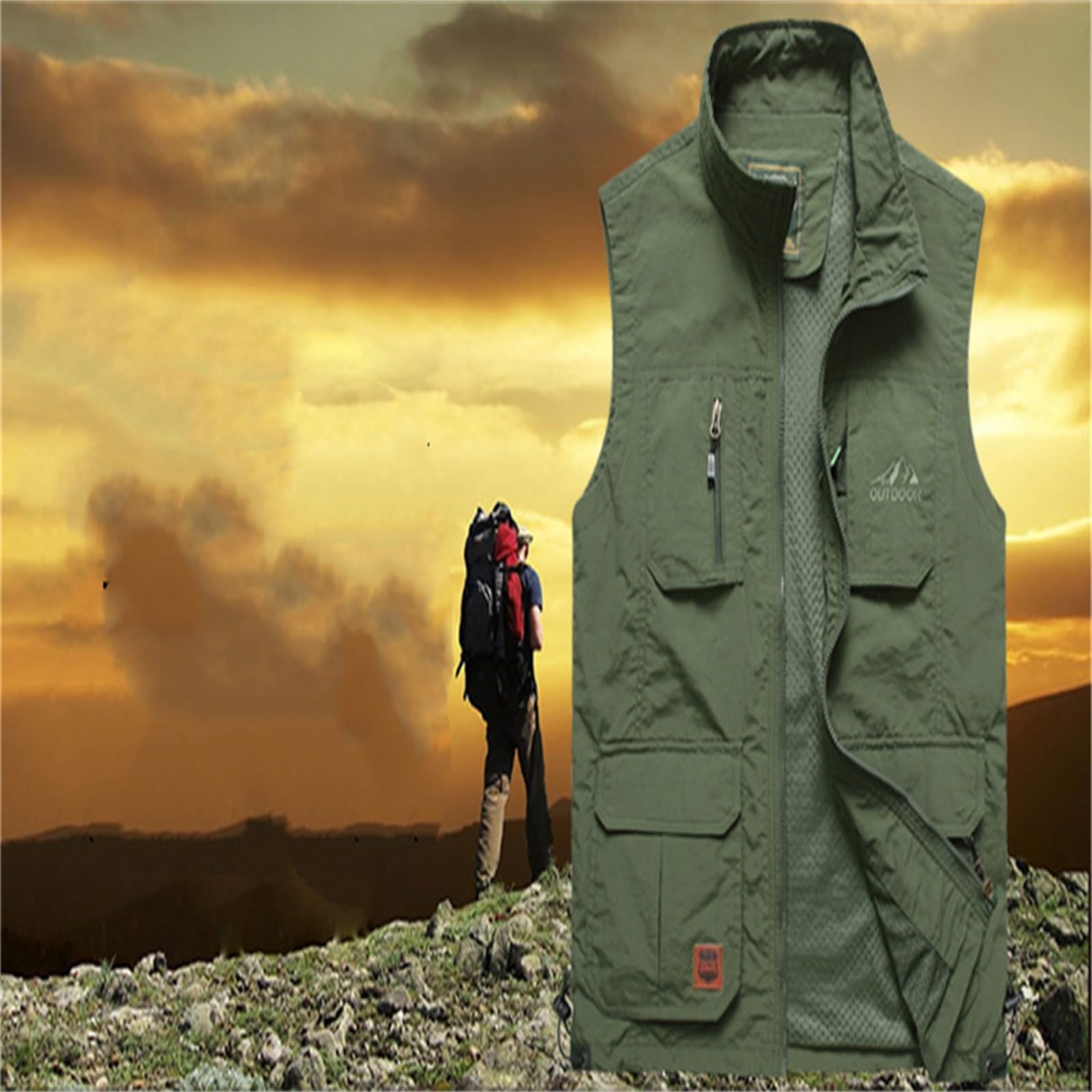 Wygwlg Gilet da fotografo per esterni da uomo, gilet estivo da viaggio per pesca da lavoro, gilet multitasche leggero senza maniche