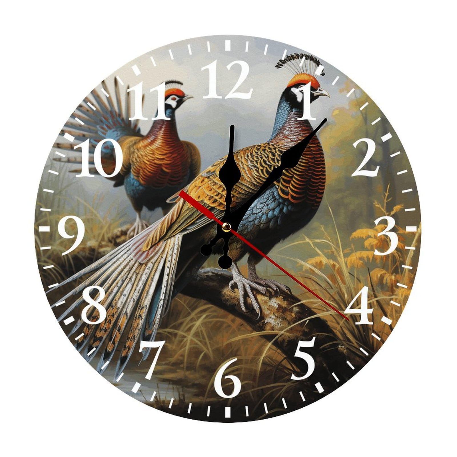 Horloge murale faisans silencieuse anti-bruit pour retrouver le calme au salon