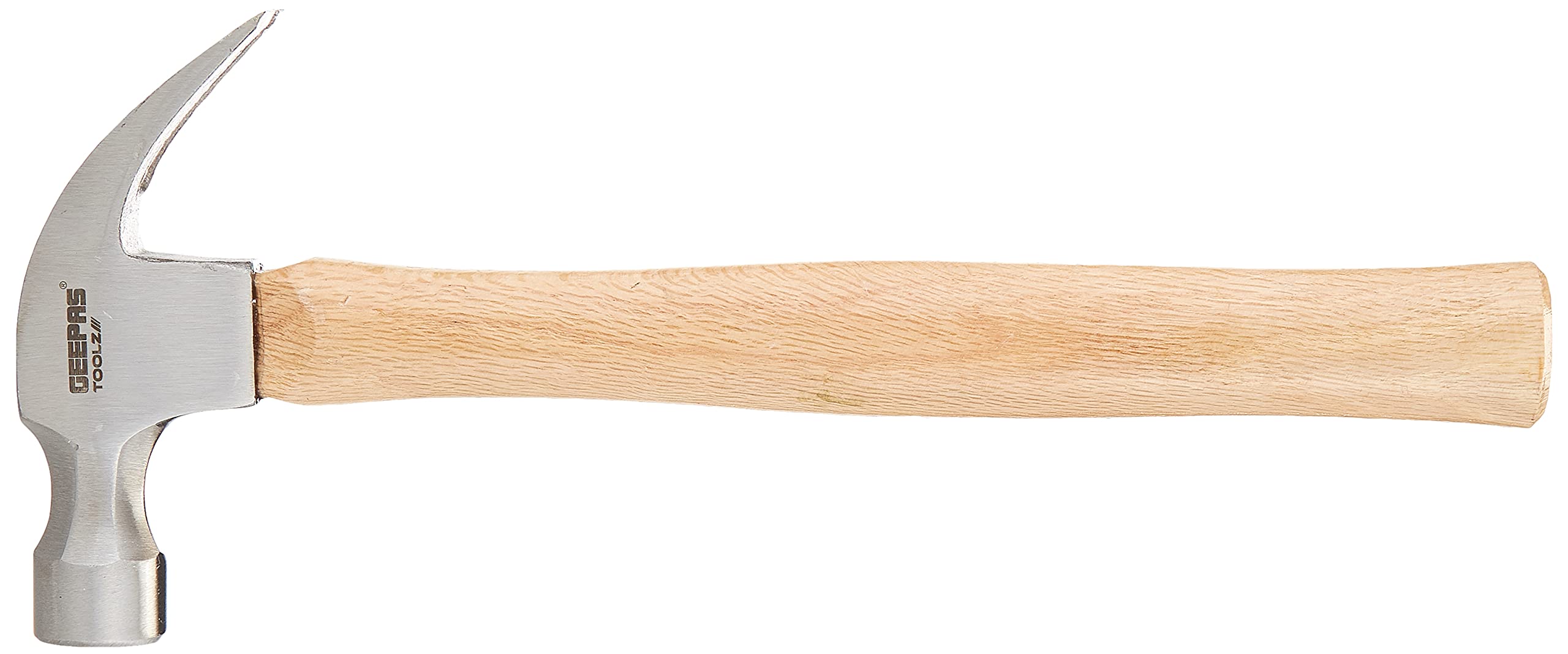 Geepas Claw Hammer Wooden Handle | Polished Forged Head | Ideal for Contractor, Handyman, Carpenter Hammer | Smooth Face Hammer, Good for Woodworking, Fiberglass, and More