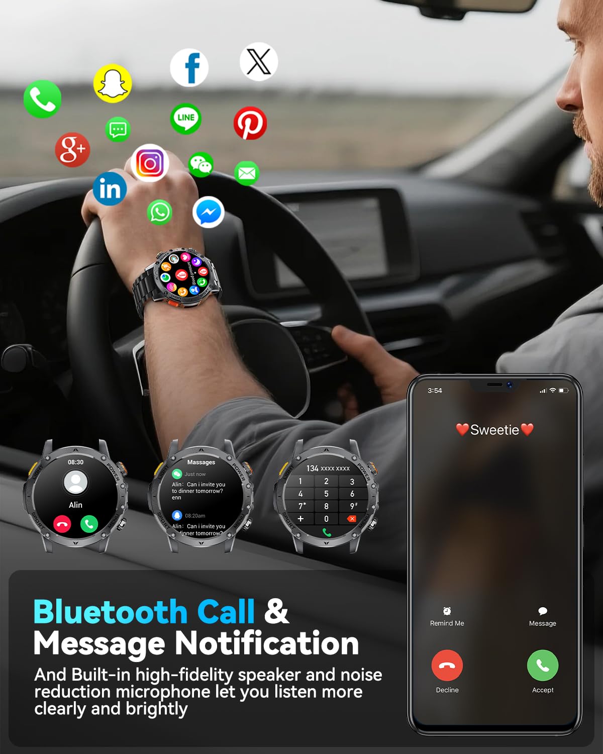 Military Smart Watches for Men, 1.7″ Smartwatch with 1000 mAh Battery/2 Straps/Led Flashlight/Heart Rate/Sleep Monitor 100+ Sport Modes, Answer/Make Calls Fitness Watch for Android/iPhone