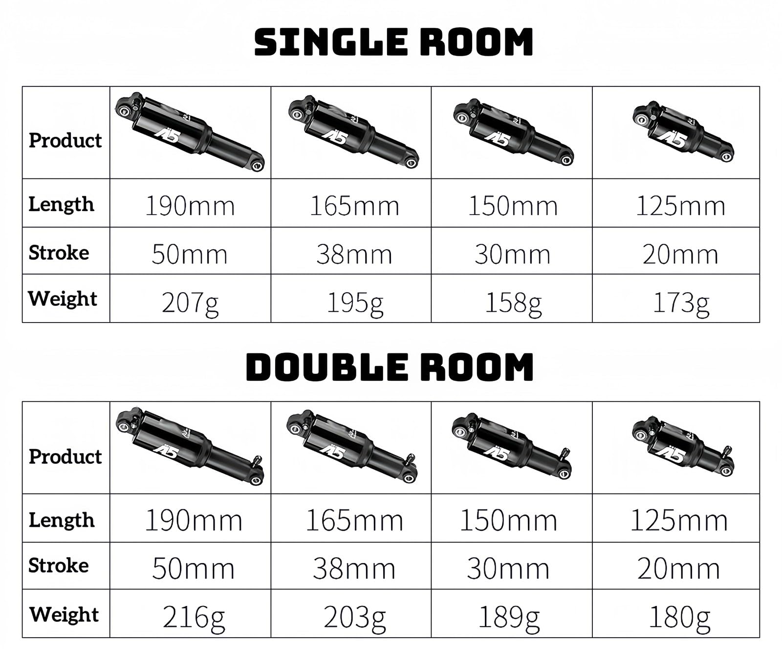 Amortiguador Trasero De Presión De Aire para Bicicleta De Montaña, 125/150/165/190 Mm, Vejiga Trasera para Bicicleta De Montaña, Amortiguador Plegable para Bicicleta De Montaña