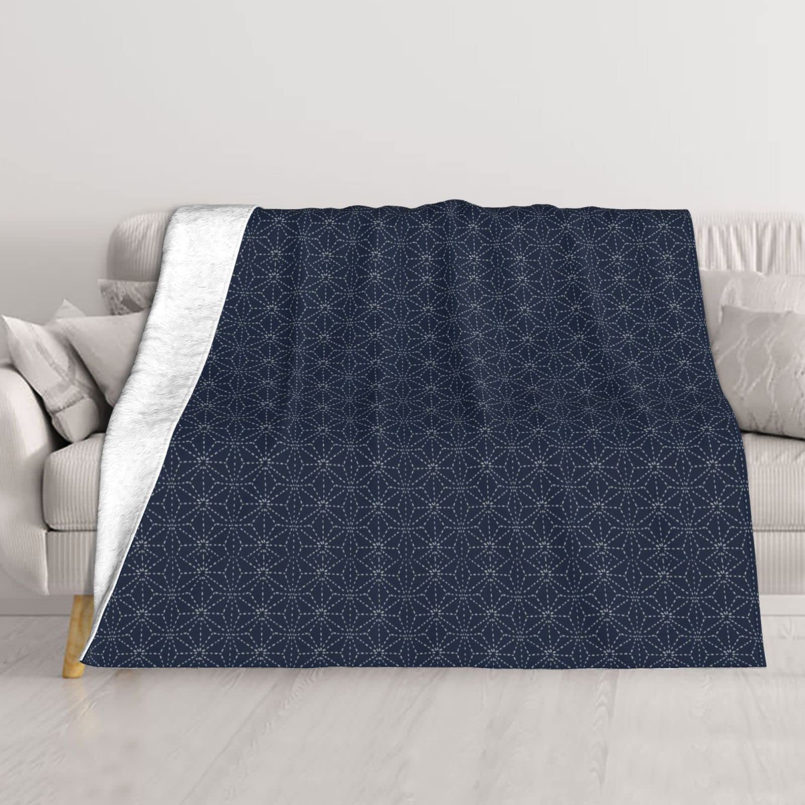 Couverture de lit douce double couche au fini géométrique raffiné