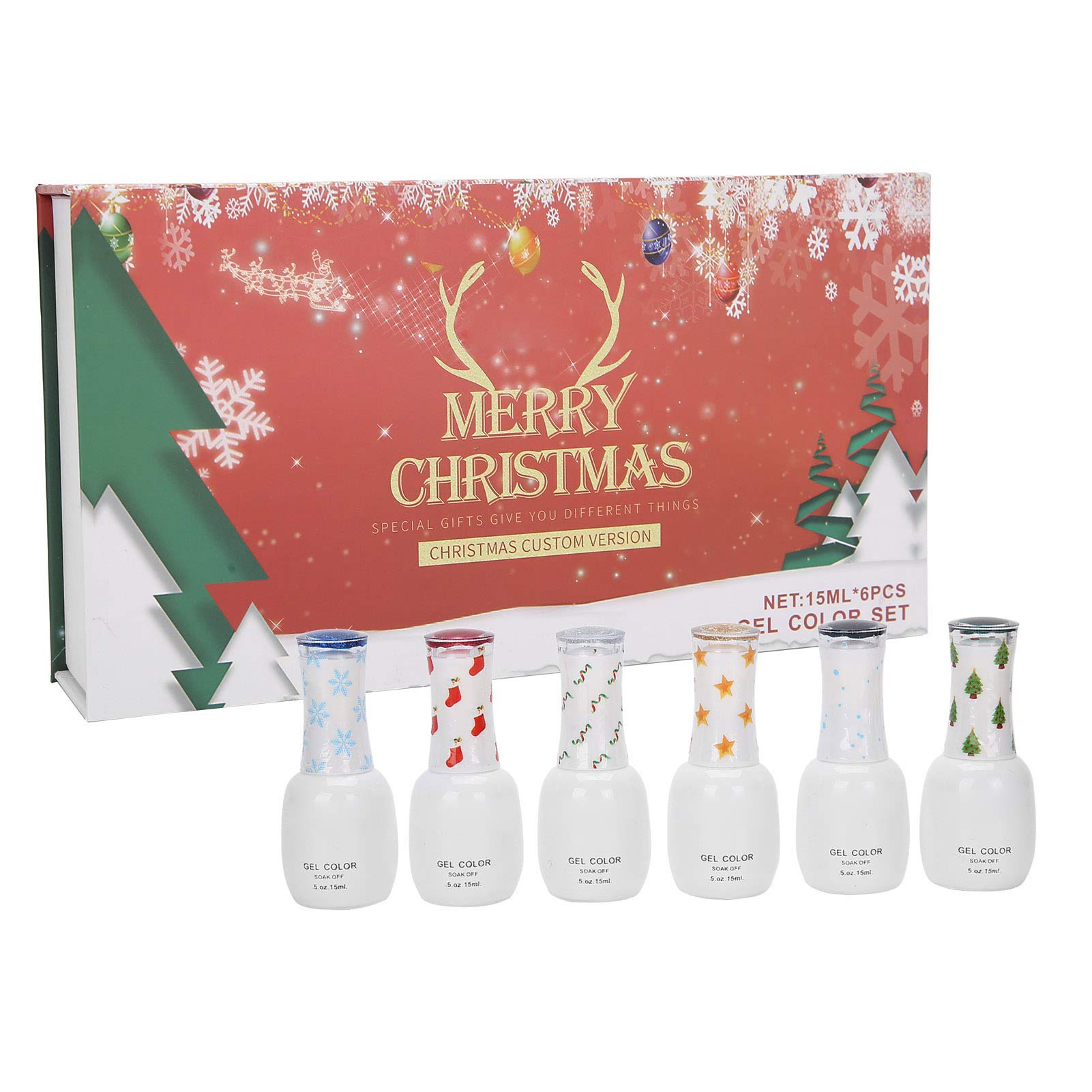 Set di Smalti Gel UV per Unghie, Kit per Manicure Soak Off con | Ingredienti Non Tossici, Sicuro per le Unghie Naturali, Finitura Glitterata Olografica, Flacone 15 Ml, Confezione Regalo,
