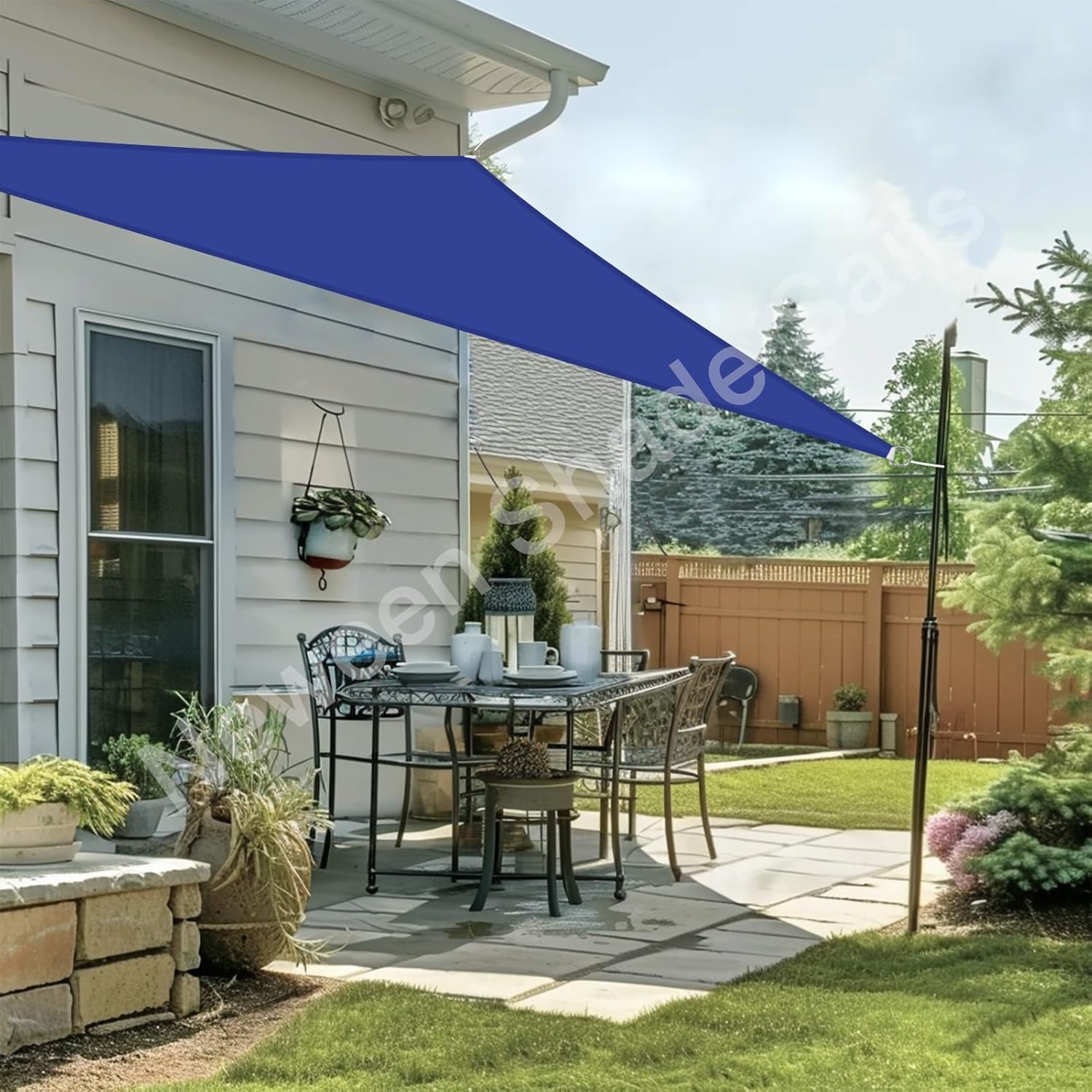 Neween Shade Sail, 16'x 16'x 16' Sun Shade Sail Triangle Waterproof for Patio Yard Deck Pergola Outdoor Sun Sail Shade 98% UV Block Sunshade Blue Color