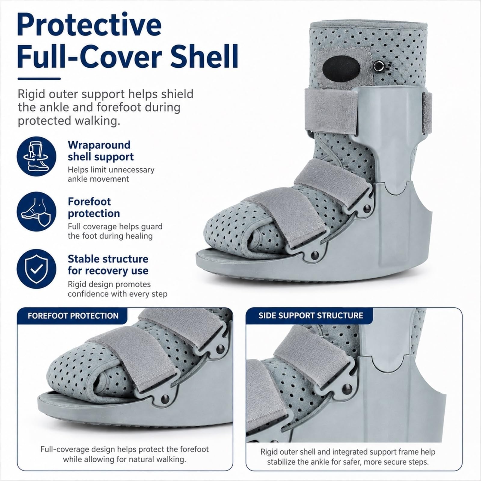 Bota Ortopédica para Fractura de Pie y Tobillo - Bota Walker de Aire Postoperatoria para Lesión de Aquiles y Esguince - Inmovilizador de Pie para Hombre y Mujer(M)