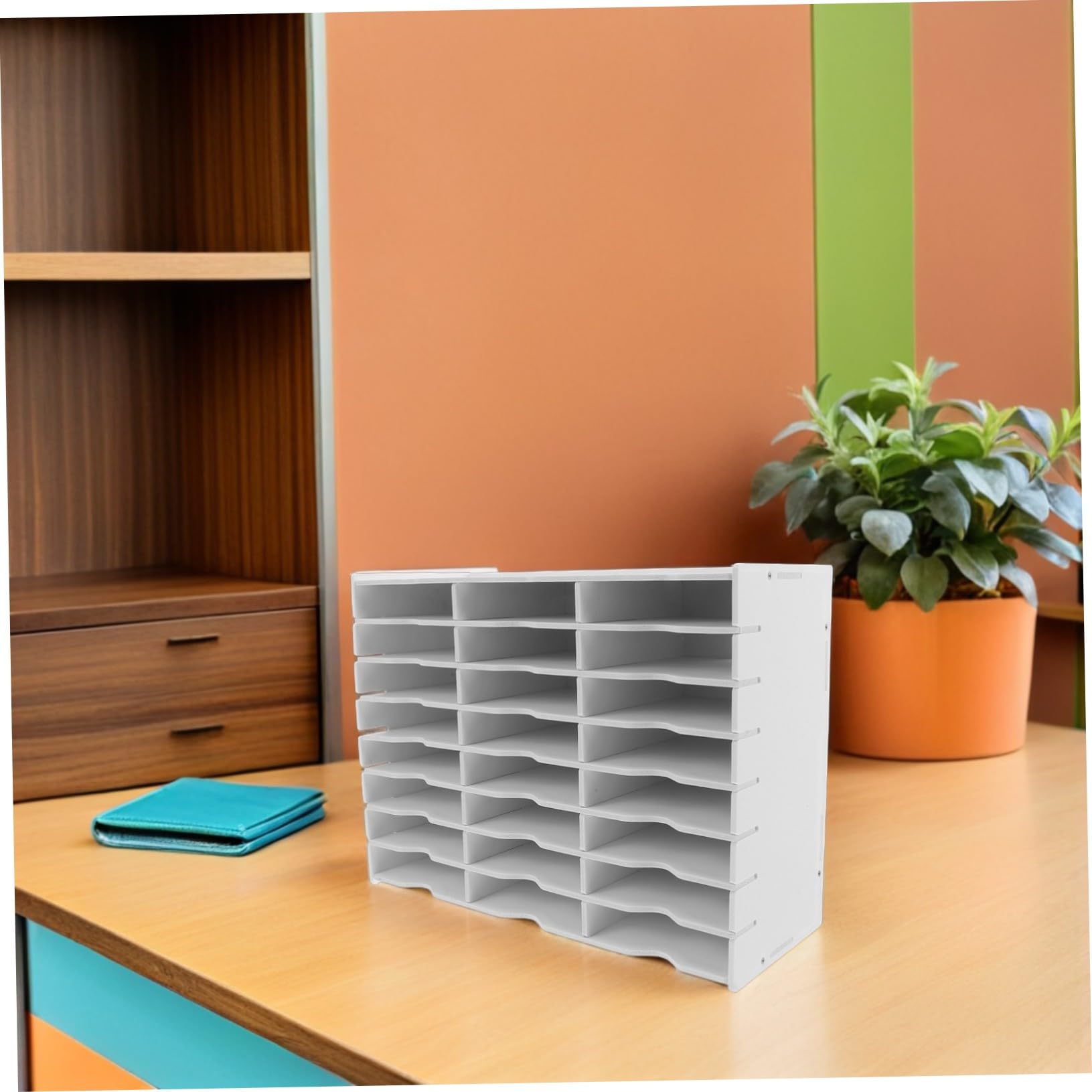 Angoily Organizer da Scrivania con Scomparti Scatola Documenti e Supporto per Tampone Contenitore Versatile per Ufficio e Hobby Domestici Struttura Compatta e Resistente in Plastica