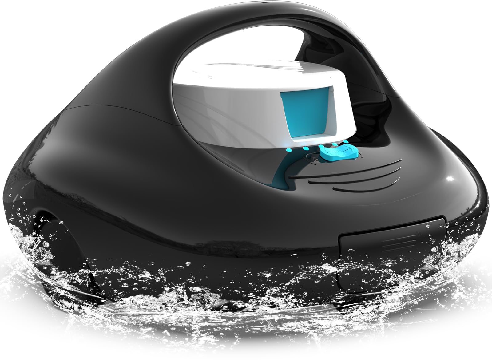 Robot para Piscina, 130 Mins de Limpieza Potente, Carga Rápida en 2,5 h, Motores de Doble Tracción, Ideal para Piscinas Elevadas con Fondo Plano de hasta 80 m²,Negro