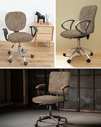 Miniatura 6 de Funda para silla de oficina con estampado de leopardo, funda protectora elástica para silla de escritorio, funda decorativa universal para silla
