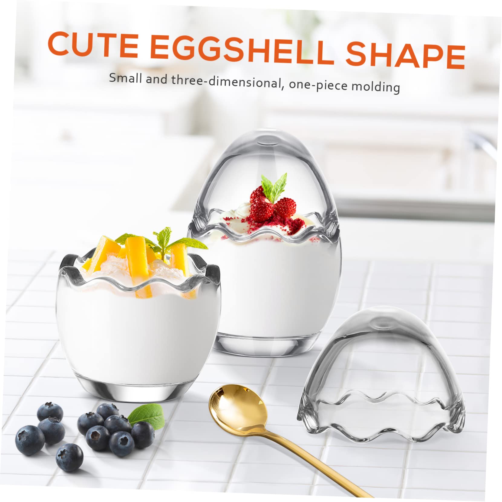Luxshiny 4pezzi Tazze Da Budino in Vetro Pirottini Per Mousse Teglie Da Forno Forma Guscio d Per Feste e Preparazione Dolci