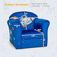 Vista 45 de Costzon Flyman - Sofá para niños, sillón con reposabrazos con patrón, muebles para niños pequeños con construcción de madera resistente, preescolar