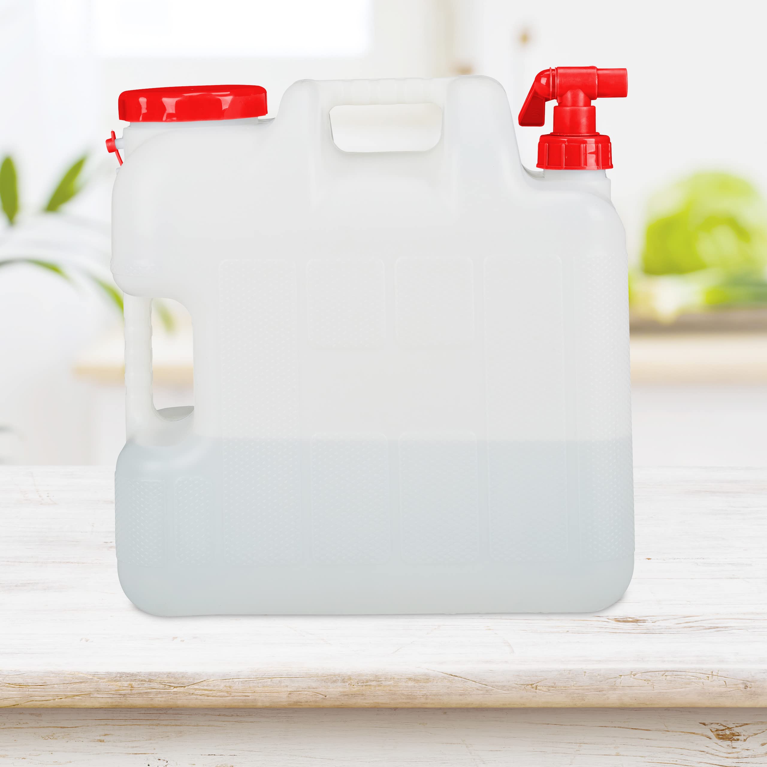 Relaxdays Jerricane d'Eau 25 L avec Robinet, Couvercle à Visser, Bidon de Camping, sans BPA, Blanc-Rouge