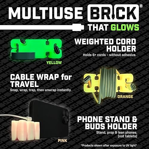 Miniatura 18 de CordBrick Relleno de calcetines para adultos, soporte para cables con peso, soporte para teléfono, organizador multiusos para mesita de noche, Negro