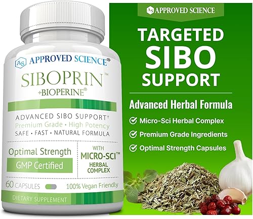 Approved Science Siboprin - 60 cápsulas - Apoya el equilibrio intestinal, alivia la irritación intestinal, ayuda con calambres e hinchazón - Ácido