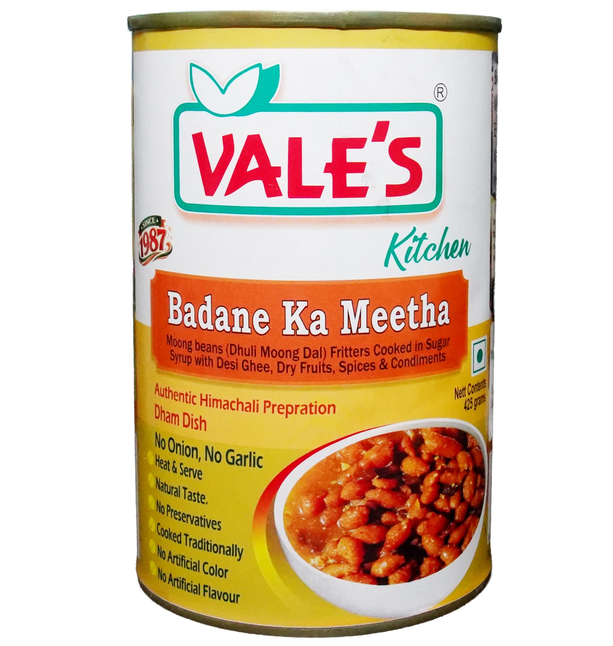 VALE'S Badane Ka Meetha 415g | Authentic Himachali Dham Sweet Dish | Moong Dal Fritters Cooked in Desi Ghee, Dry Fruits & Sugar Syrup | 100% Natural • No Preservatives • Heat & Serve-image-36
