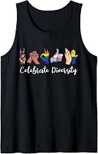 Celebrate Diversity Austism Black Race Peace Gender LGBTQ Tank Top