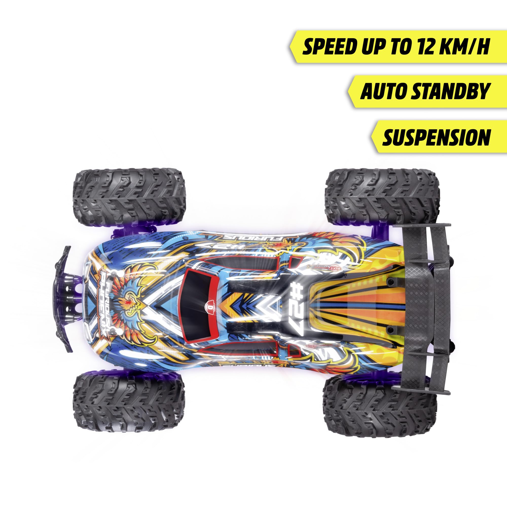 Dickie Toys - RC Auto Furious Phoenix (40 cm) - zdalnie sterowany samochód od 6 lat z zawieszeniem i światłem - pilot zdalnego sterowania dla dzieci, pilot zdalnego sterowania 12 km/h, 2,4 GHz, w