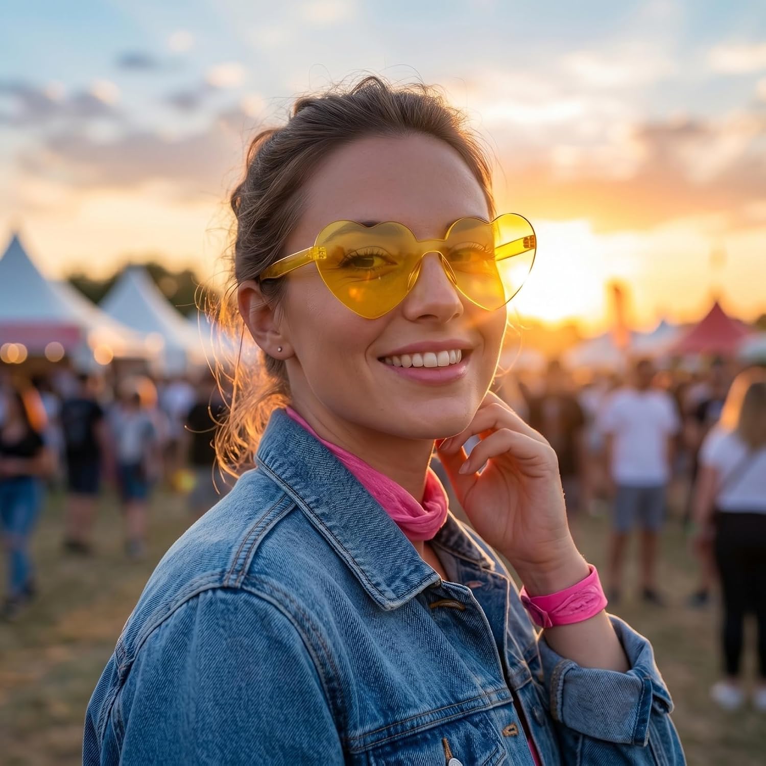 LIOOBO 15 Pairs Heart Shaped Sunglasses Bulk: Rimless Sunglasses, Candy Colored Eyewear for Women Girls, Frameless Glasses, Stylish Funny Photo Props for Party Festival Disco Summer Fun