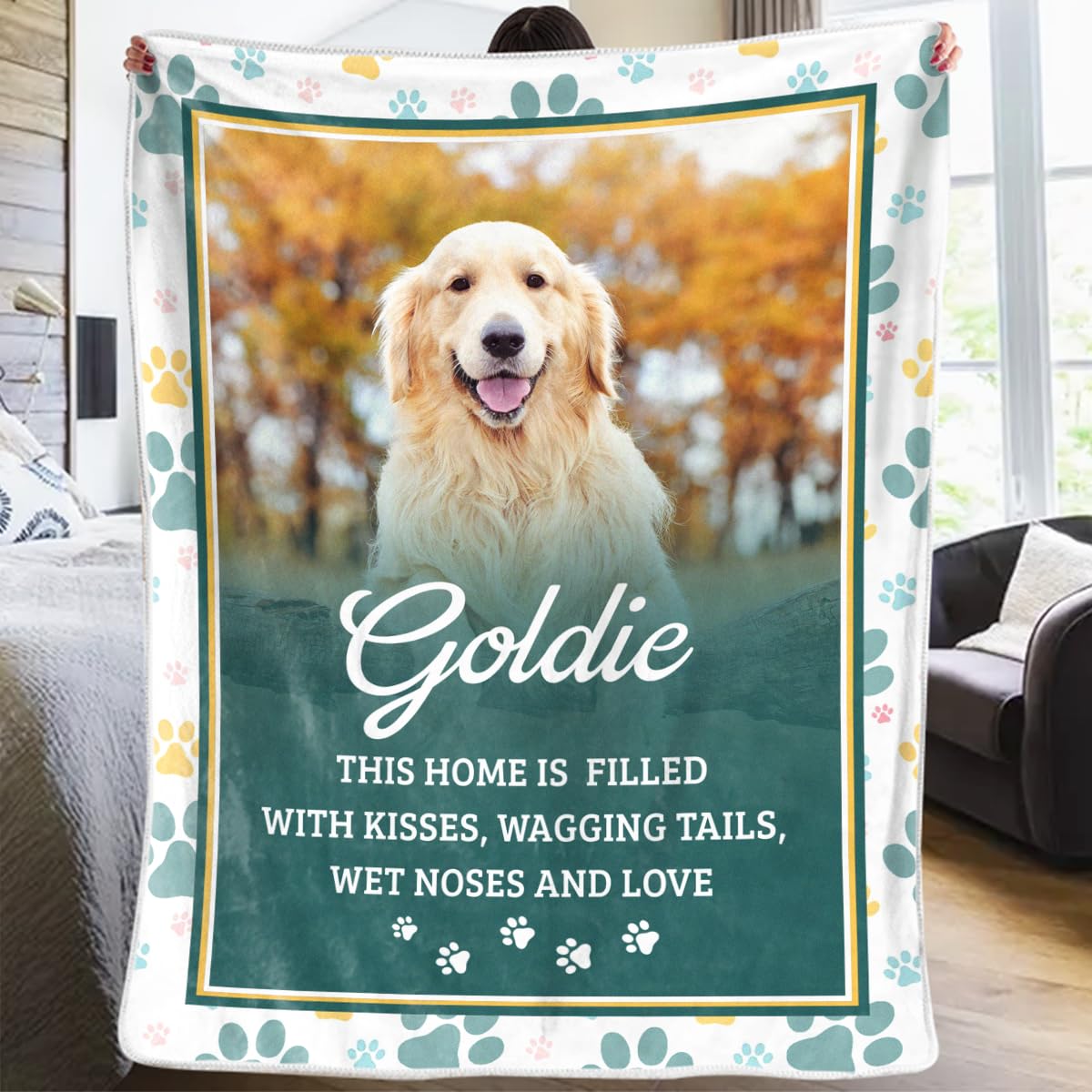 Pawfect House Dog Themed Blanket, Pink, 60x80 inches, Cozy & Comfortable, Machine Washable