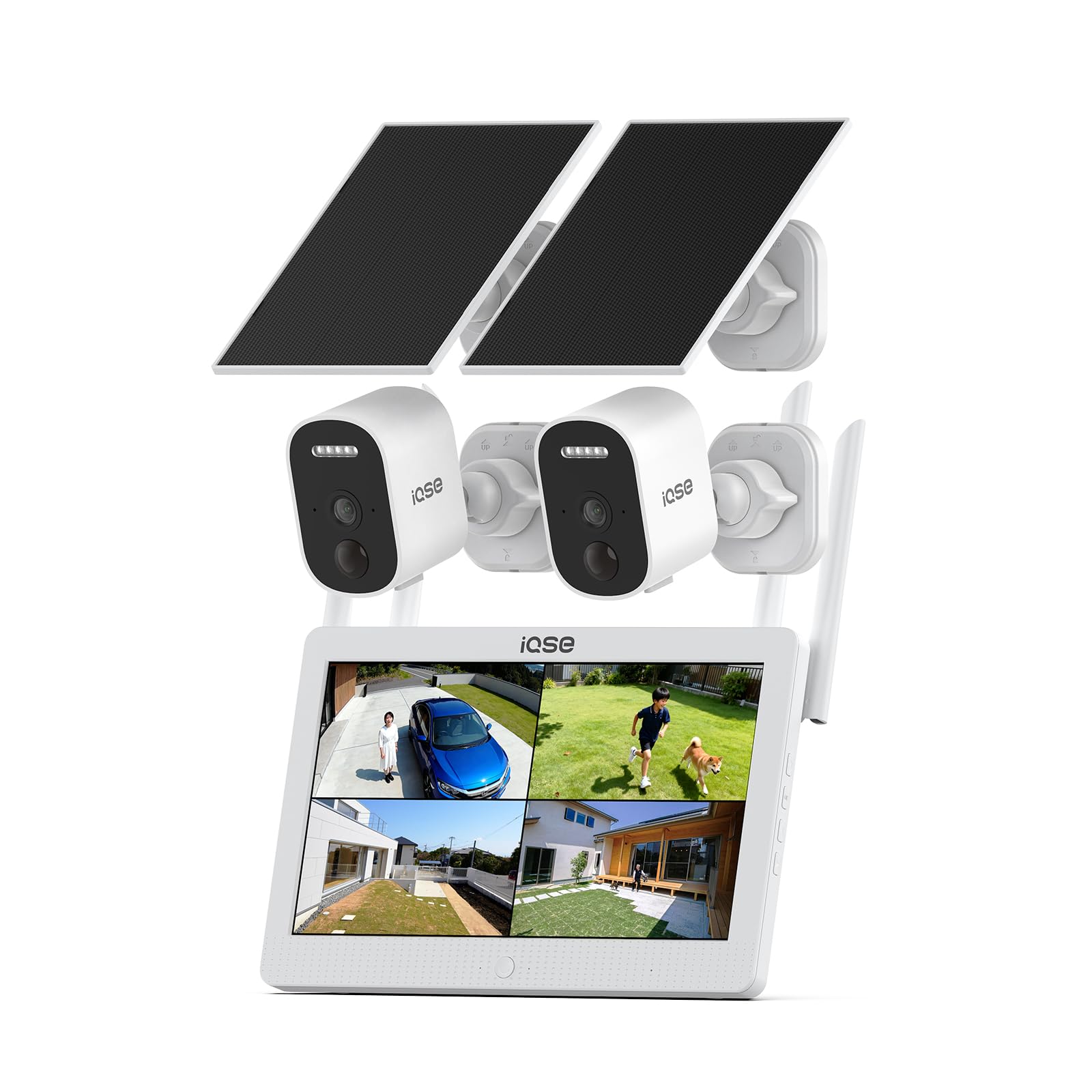 IQSE 防犯カメラ ソーラー 無線 2台セット モニター一体型NVR付き Amazon.co.jp: 【三年保証】IQSE 防犯カメラ 屋外 ソーラー 無線 2台