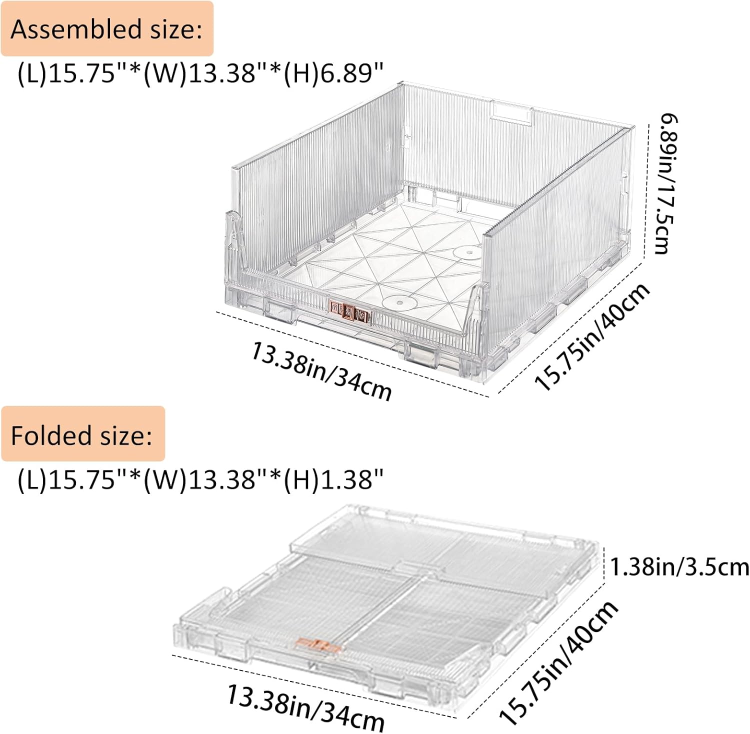 AOTENG STAR Stackable Closet Organizers and Storage Box, Clear Plastic Drawer Shelf Storage Basket for Bathroom Kitchen Laundry Room Wardrobe Storage (4 pack)