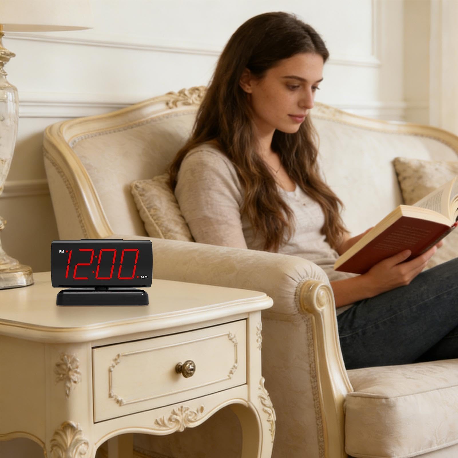 Reloj digital LED Despertador LED de Escritorio con Dígitos Rojos
