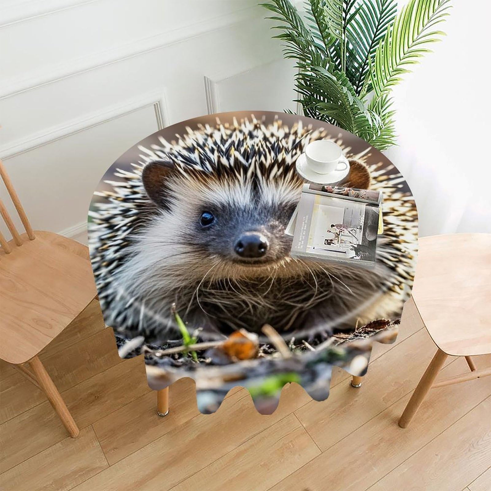 FekiLoot Hedgehog Tablecloth Decorative Round Table Cloth Wrinkle Resistant Washable Circle Table Cover Round Tablecloth for Picnic Party Camping Dining 60 Inch