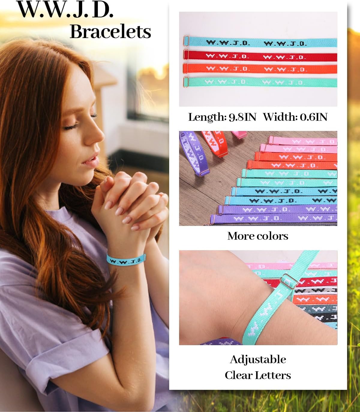 WWJD Bracelets Pack for Women Men what would jesus do bracelets Christian Jesus Wristbands Gifts W.W.J.D Adjustable Woven Bracelet - Image 4