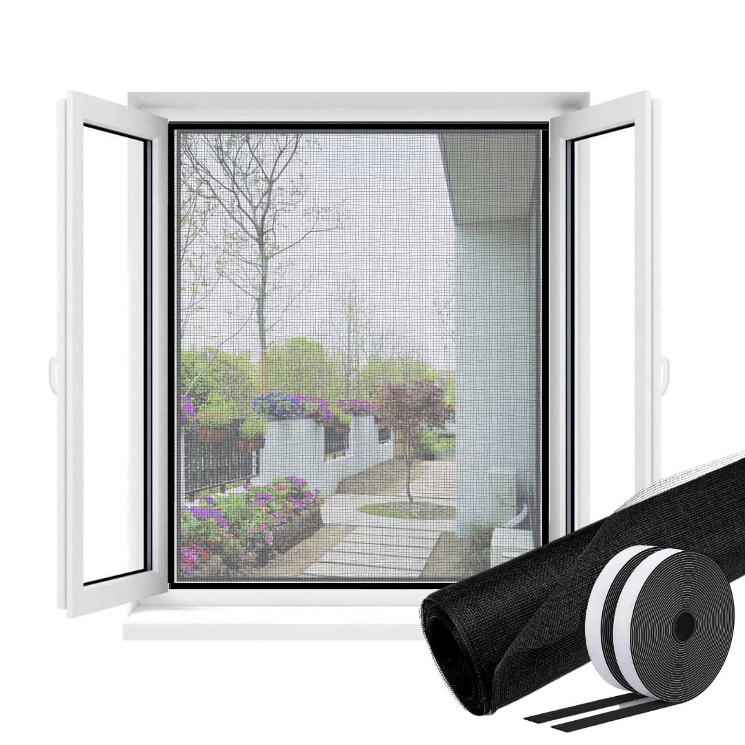 Royalkart Polyester Window Mosquito Net with Self Adhesive Hook Tape (Windows Height 150 cms X Width 150 cms (59x59 inches or 5x5 feet - Black) (B097HHKC2X) Amazon Price History, Amazon Price Tracker