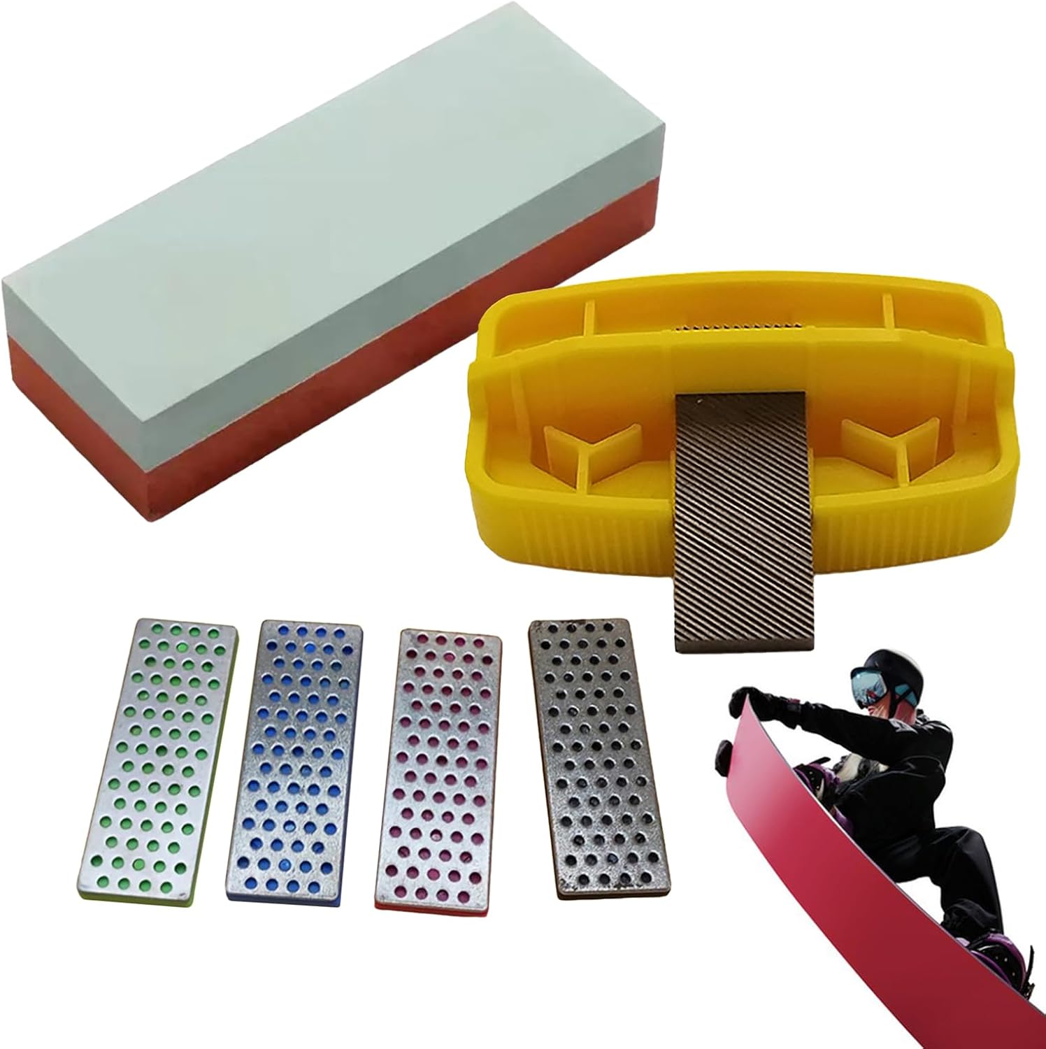 Ski Edge Tuner - Reliable Secure Grip, Snowboard Edge Sharpener, Sturdy Textured Accessory Box Gear, for Maintenance Family Friend Outdoor Sports Skiing Snowboarding Winter Adjustable Sharpening