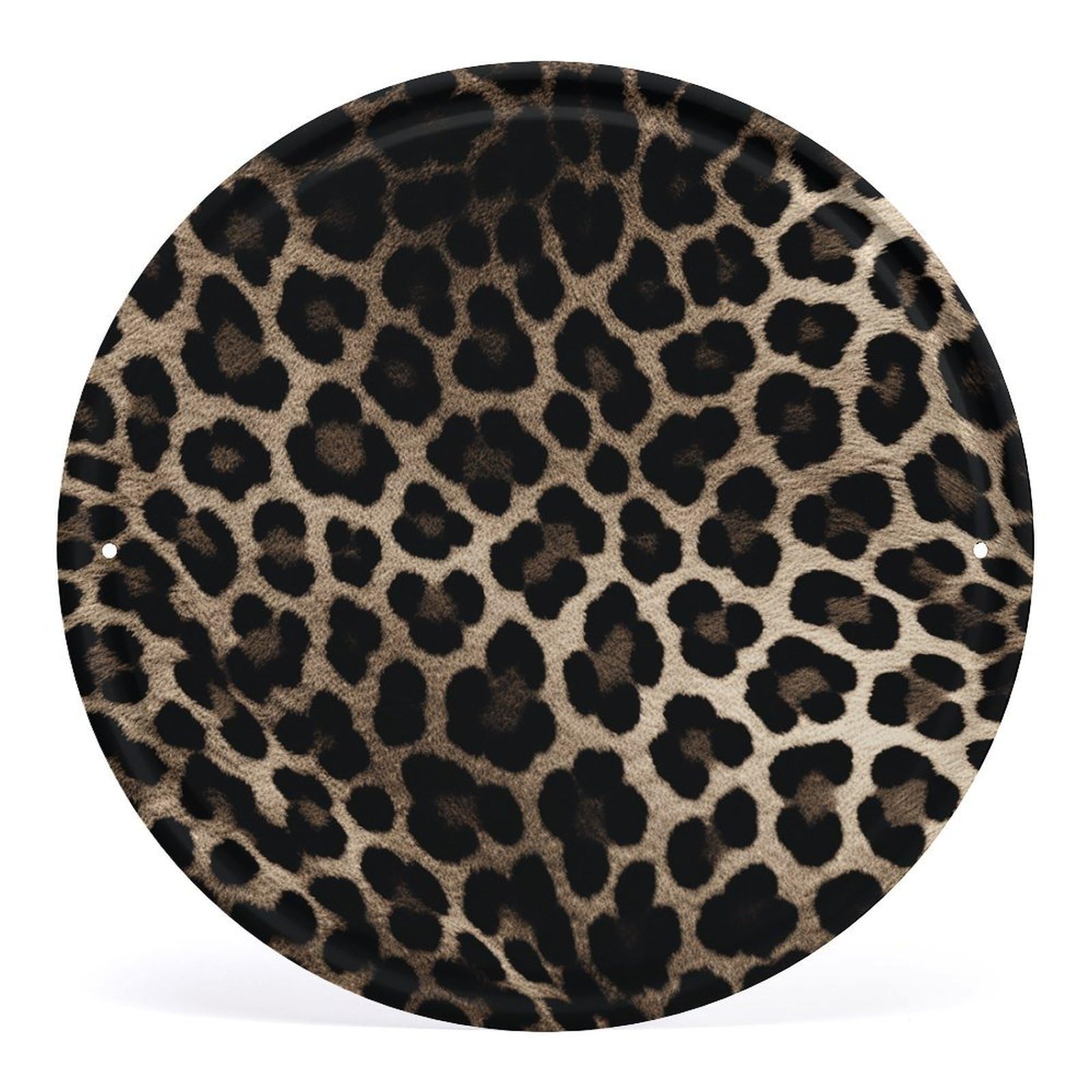 Letrero redondo de metal vintage y decoración artística para el hogar con estampado de leopardo