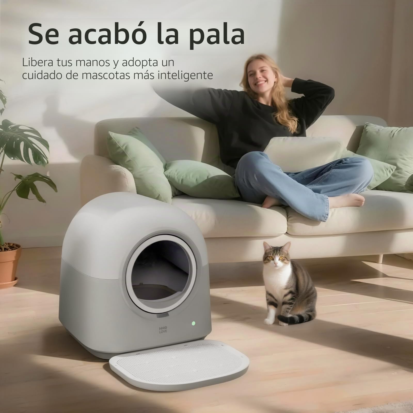 ABRCT Arenero Gatos Autolimpiable Pro, 66L Arena Automatico para Gato con App, Anti-Pellizco, Anti-Fugas, Suprime Olores, y Tapete de Arena