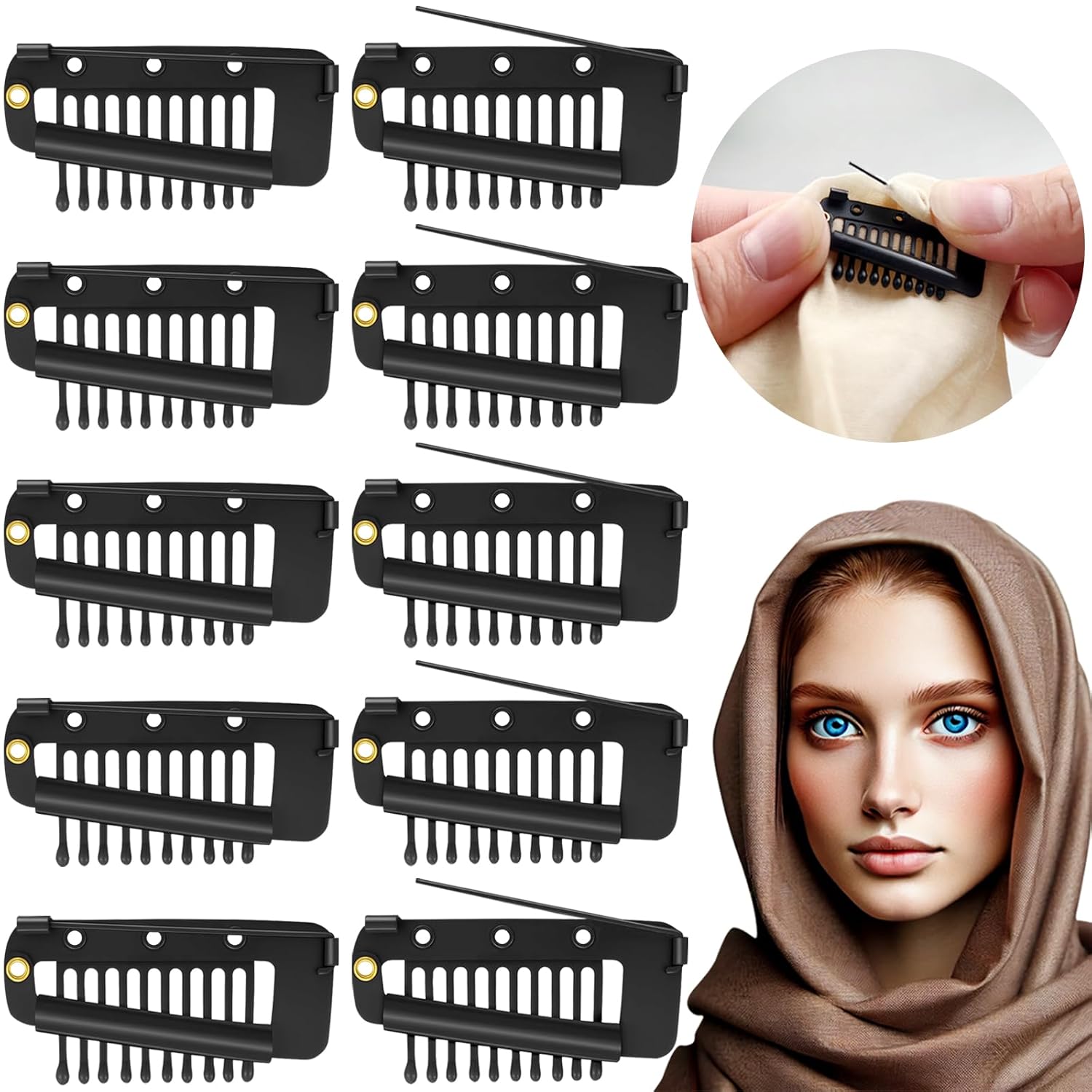 Amazon.com : Jaasuee 10 Pcs Safety Pin Snap-Comb Hair Clips for ...