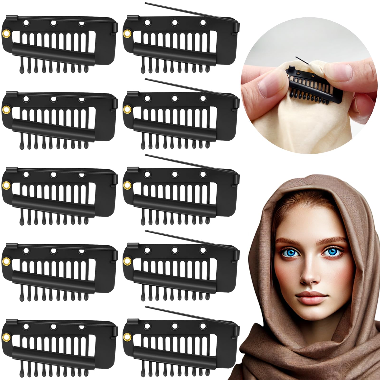Amazon.com : Jaasuee 10 Pcs Safety Pin Snap-Comb Hair Clips for