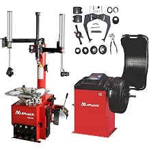 THA-28 Tire Changer WBS-500 Wheel Balancer Hood Protector Combo | CE certified 28" turntable changer with integrated power unit 14-28" rim, 45" max tire and 8s self-cal balancer