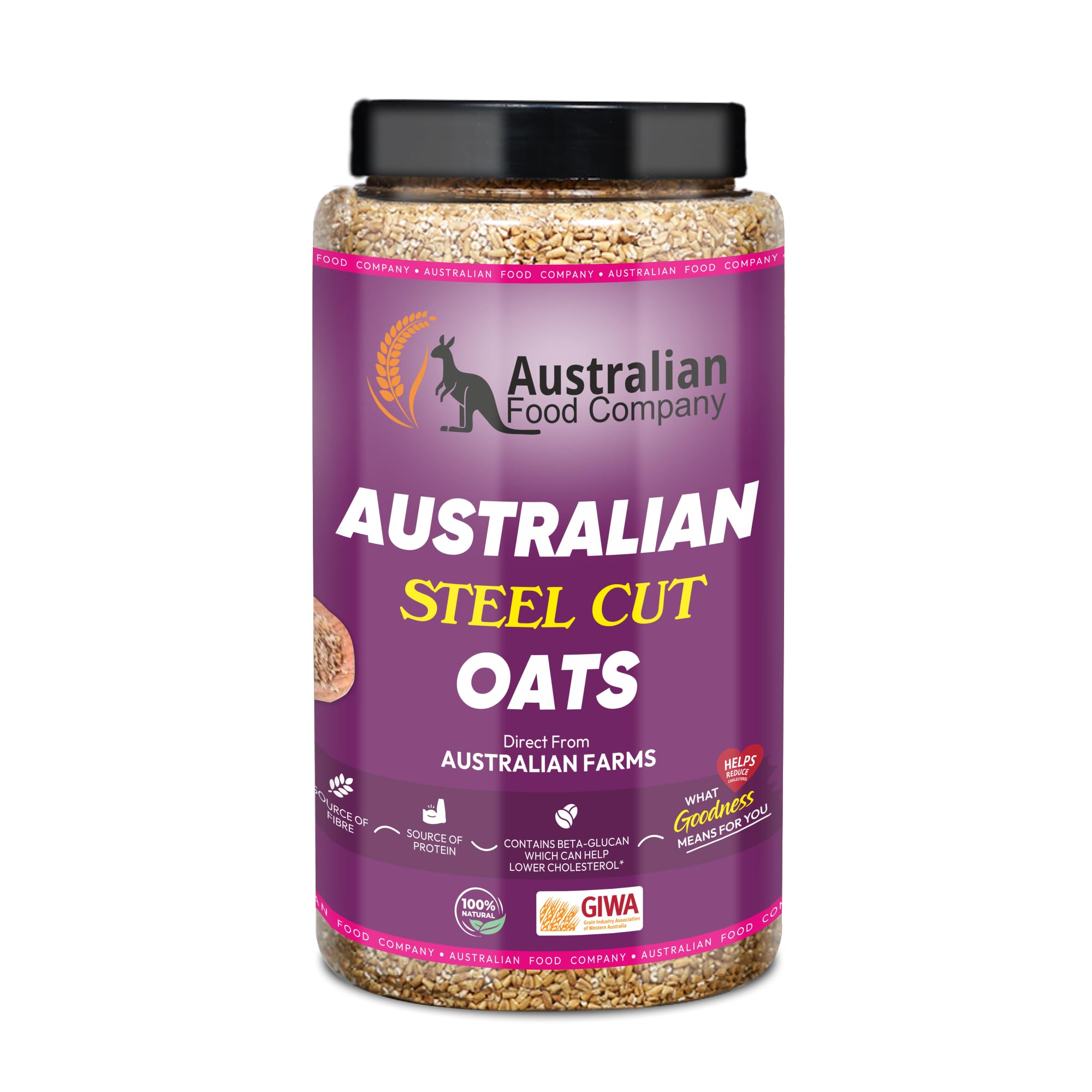 Australian Steel Cut Oats 1.8 Kg | Premium Gold Standard with Beta Glucan Fibre | High Protein | Diet Food for Weight Management, Oatmeal Breakfast, Porridge, Overnight oats