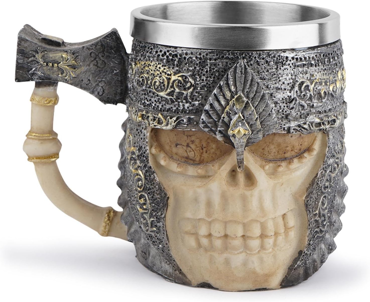 Halloween stainless steel skull coffee cup tea cup 3D resin beer mug mug Black pattern skull stainless steel cup (get one free)