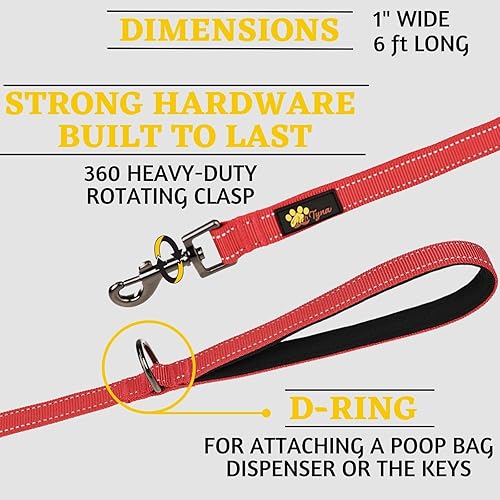 Miniatura 5 de Collar reflectante para perros grandes con correa para perro, doble asa acolchada con neopreno ultra suave