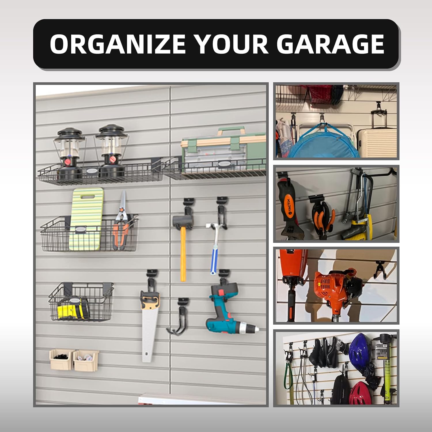 Sposuit Heavy Duty Slatwall Hooks - 12 Pack Garage Slat Wall Hanging Hook, Slatwall Accessories, Utility Tool Board Hangers for Storage and Organization Black - - 