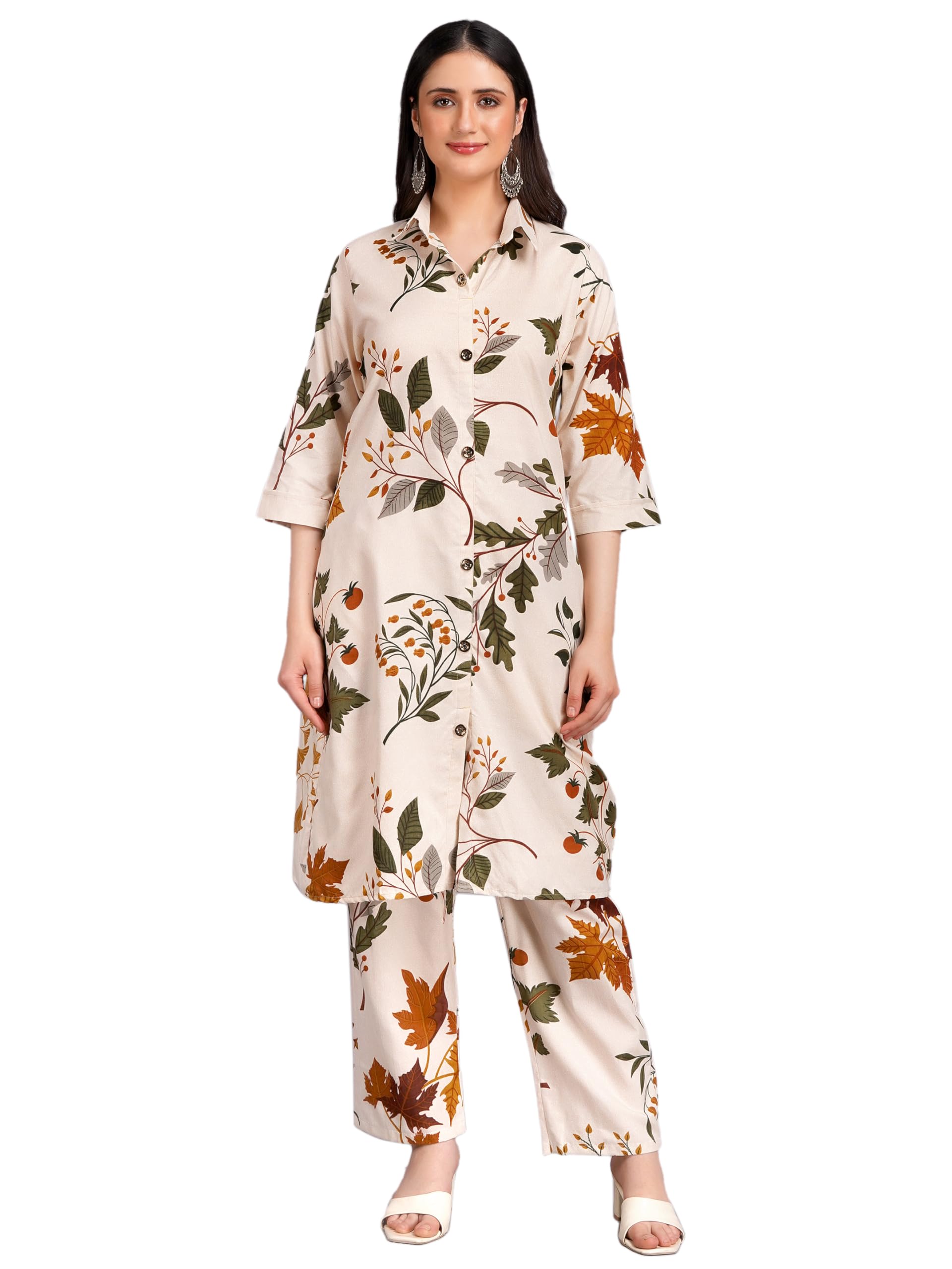Women's Printed Cotton Blend Co-ord Set Top & Bottom Two-Piece Set Casual & Office Wear-picture-11