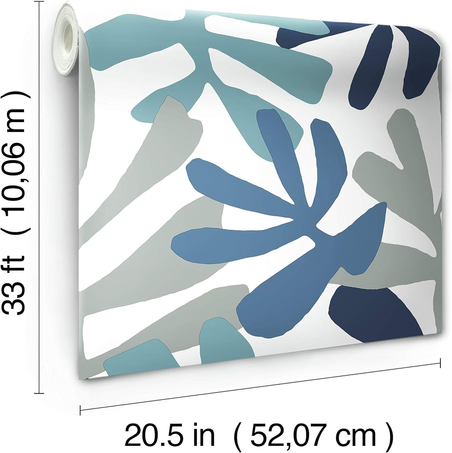 York Wallcoverings PSW1242RL Blue and Gray Kinetic Tropical Premium Peel and Stick Wallpaper